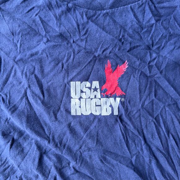VINTAGE 90S ADIDAS USA RUGBY LIVE TO TRY T-SHIRT EAGLES GRAPHIC MENS LARGE - Picture 3 of 5